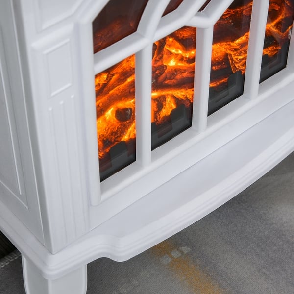 16" 1500W Freestanding Indoor Electric Fireplace Heater White